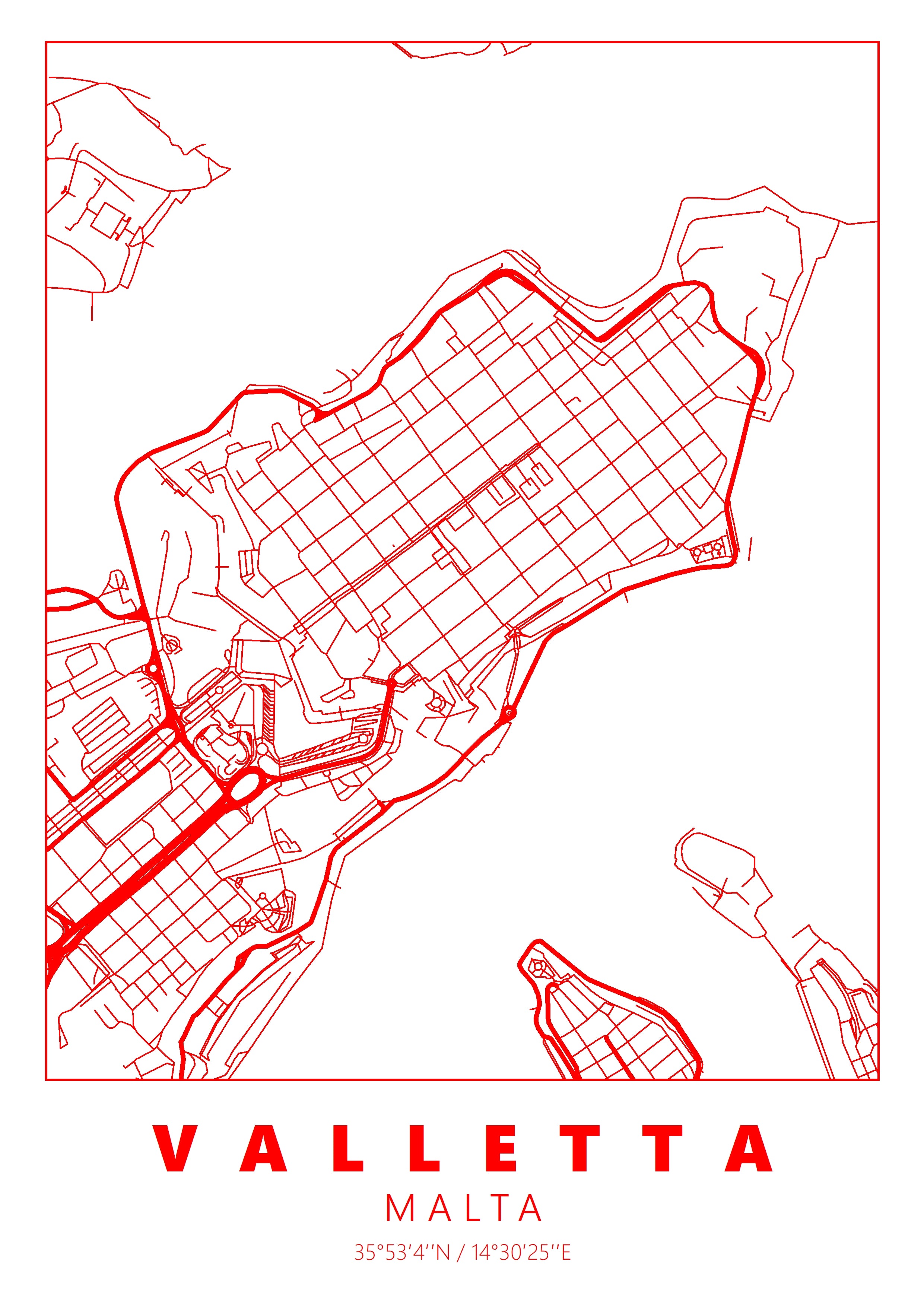 Valletta Map (A4)